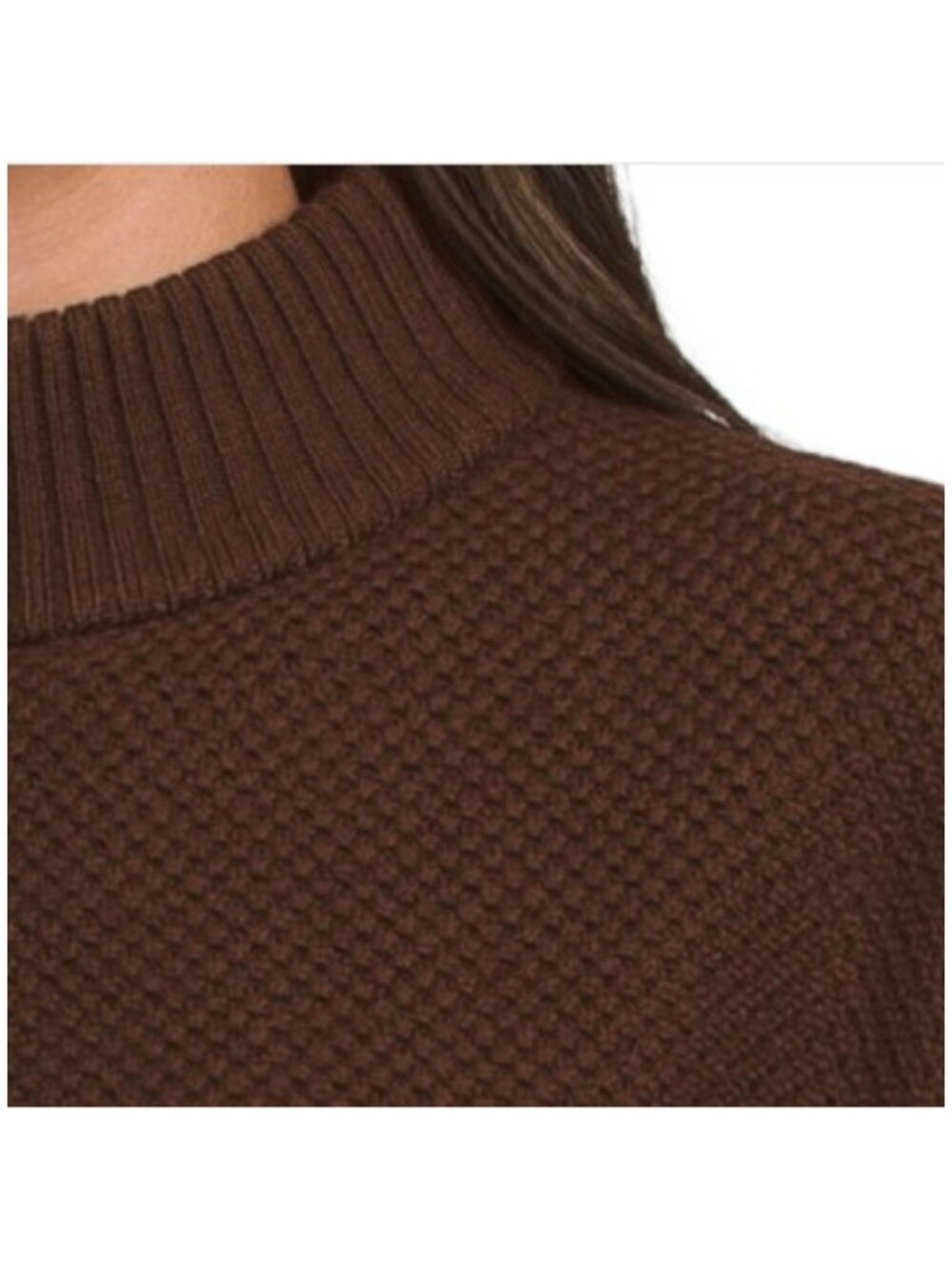 TAHARI Extrafine Merino Wool Pull Over Mock Neck Sweater - Picture 3 of 3